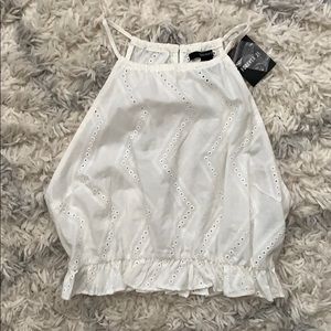 White scrunch bottom crop top